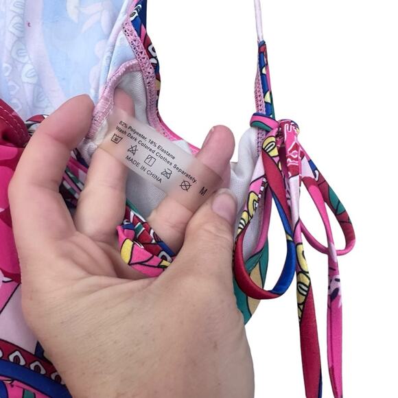 One Piece Floral Retro Swimsuit Bathing Suit size medium - Picture 4 of 5